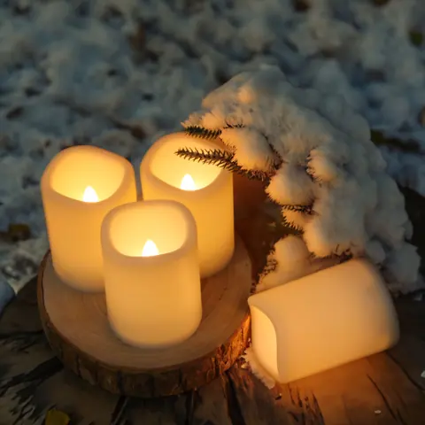 Set 6 Warm White 3D Flameless LED Pillar Candles Battery Operated Plastic (TH-13W) – view 2
