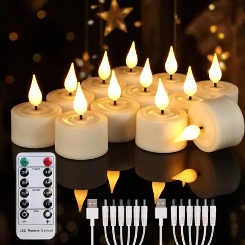 Realistic Flickering Flameless Candles USB Rechargeable LED Tea Lights (TH04-12)