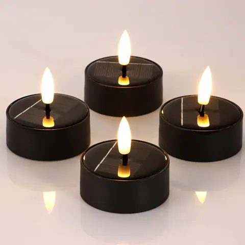 Waterproof Outdoor Solar Tea Lights Flameless Flickering LED Candles Set (YJS-04)