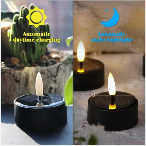 Waterproof Outdoor Solar Tea Lights Flameless Flickering LED Candles Set (YJS-04) – view 2