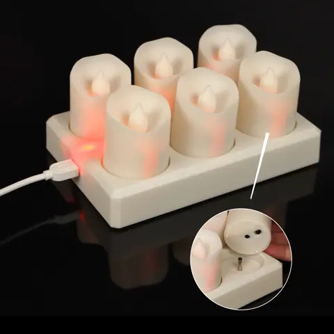 6 Pack Rechargeable LED Votive Tea Light Candles Remote Timer Charging (TH05) – view 2