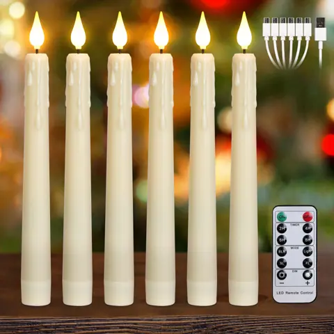 USB Rechargeable Flameless Taper Candles with Remote LED Electric Flameless (FP-21-1)