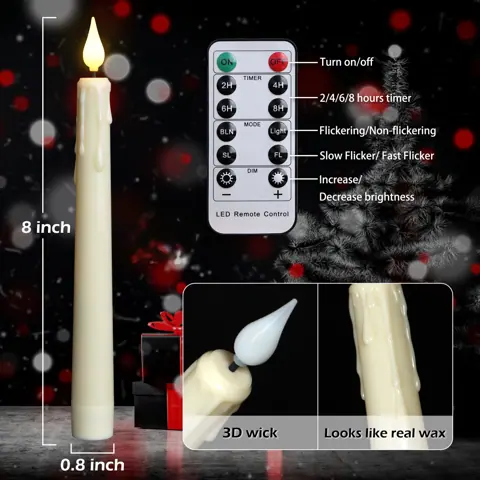 USB Rechargeable Flameless Taper Candles with Remote LED Electric Flameless (FP-21-1) – view 5