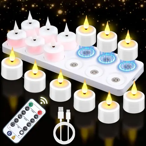Rechargeable LED Tea Light Candles with Remote (T301W)