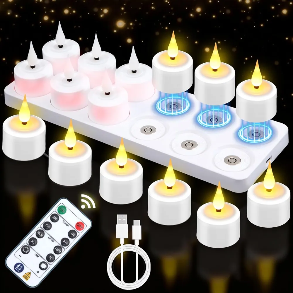 Rechargeable LED Tea Light Candles with Remote (T301W)