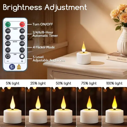 Rechargeable LED Tea Light Candles with Remote (T301W) – view 4