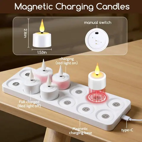 Rechargeable LED Tea Light Candles with Remote (T301W) – view 5
