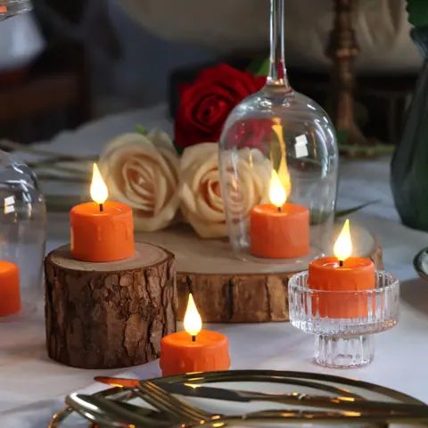 Orange Realistic Flickering Flameless Candles USB Rechargeable LED Tea Lights (TH03-6) – view 2