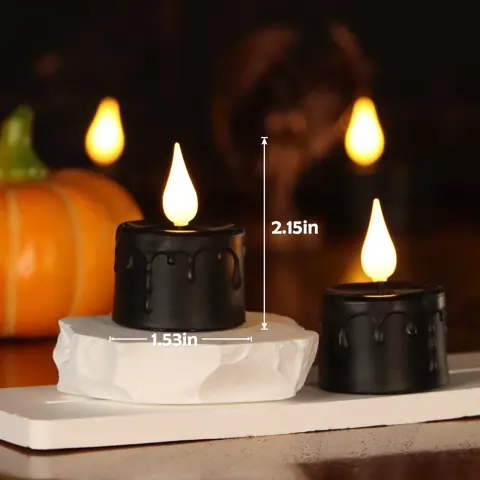 Black USB Rechargeable 3D Flame LED Tea Lights, Set of 6 (TH03-6) – view 4