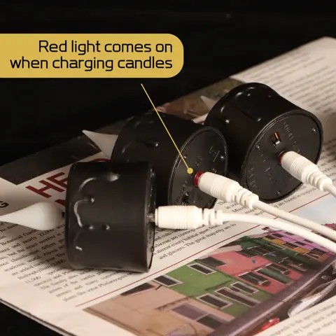 Black USB Rechargeable 3D Flame LED Tea Lights, Set of 6 (TH03-6) – view 5