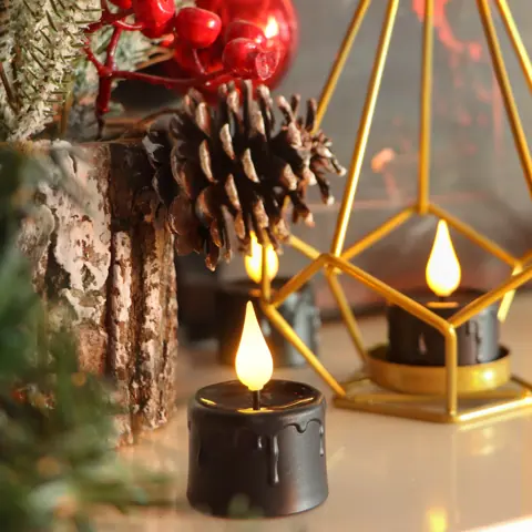Black USB Rechargeable 3D Flame LED Tea Lights, Set of 6 (TH03-6) – view 6