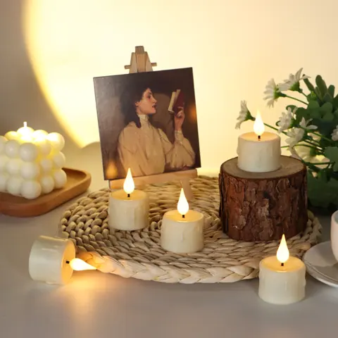 Beige Realistic 3D Flickering Flameless Candles USB Rechargeable LED Tea (TH03-6) – view 2