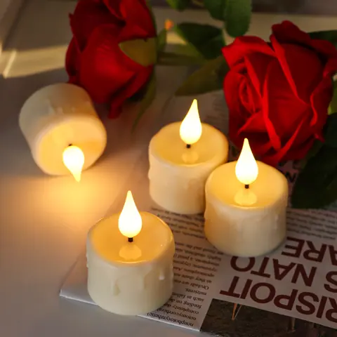 Beige Realistic 3D Flickering Flameless Candles USB Rechargeable LED Tea (TH03-6) – view 5