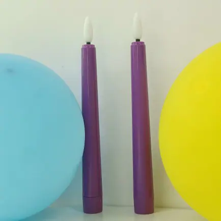 Coloured LED Taper Candles in Pink, Purple, White and Ivory (FP-21) – view 2