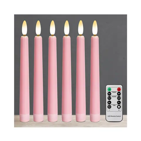 21 cm Pink Flickering LED Taper Candles (FP-21)