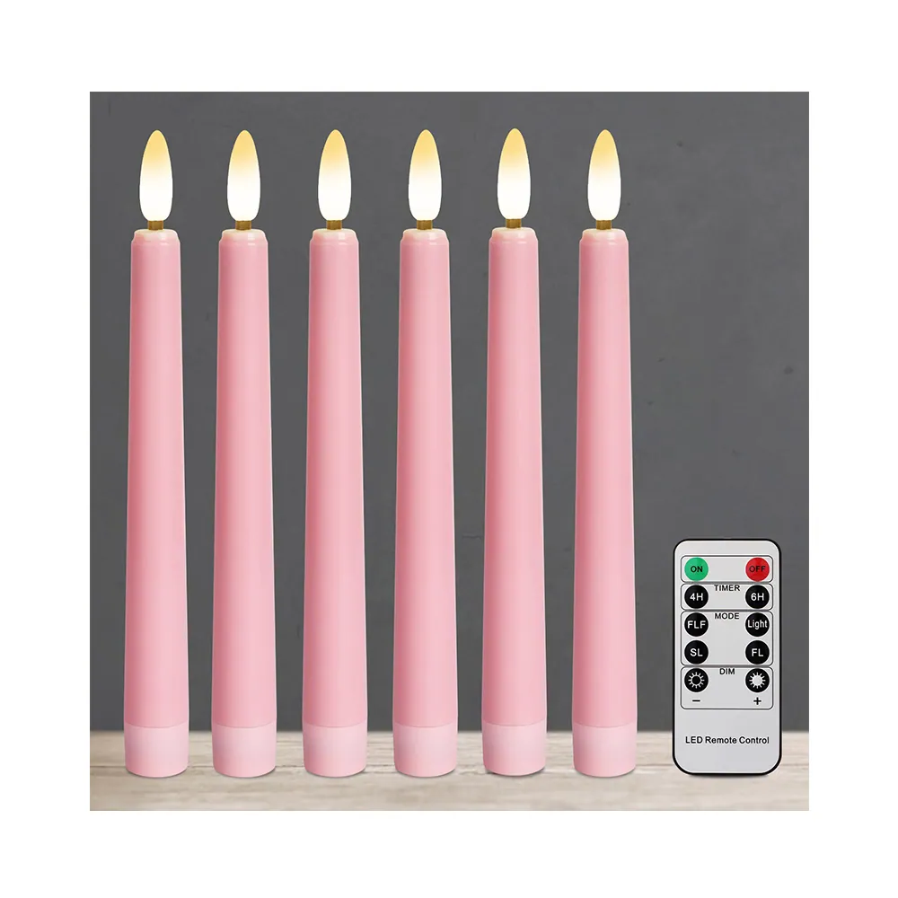 21 cm Pink Flickering LED Taper Candles (FP-21)