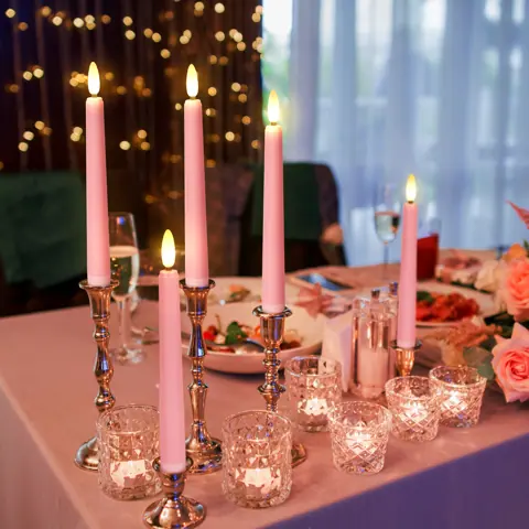 21 cm Pink Flickering LED Taper Candles (FP-21) – view 2