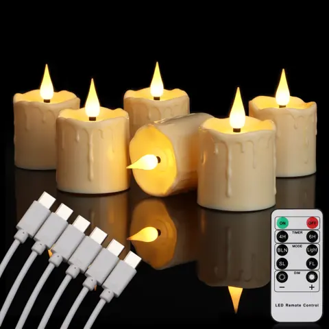 Waterproof Rechargeable LED Tea Light Set with Remote Timer (TH-08)