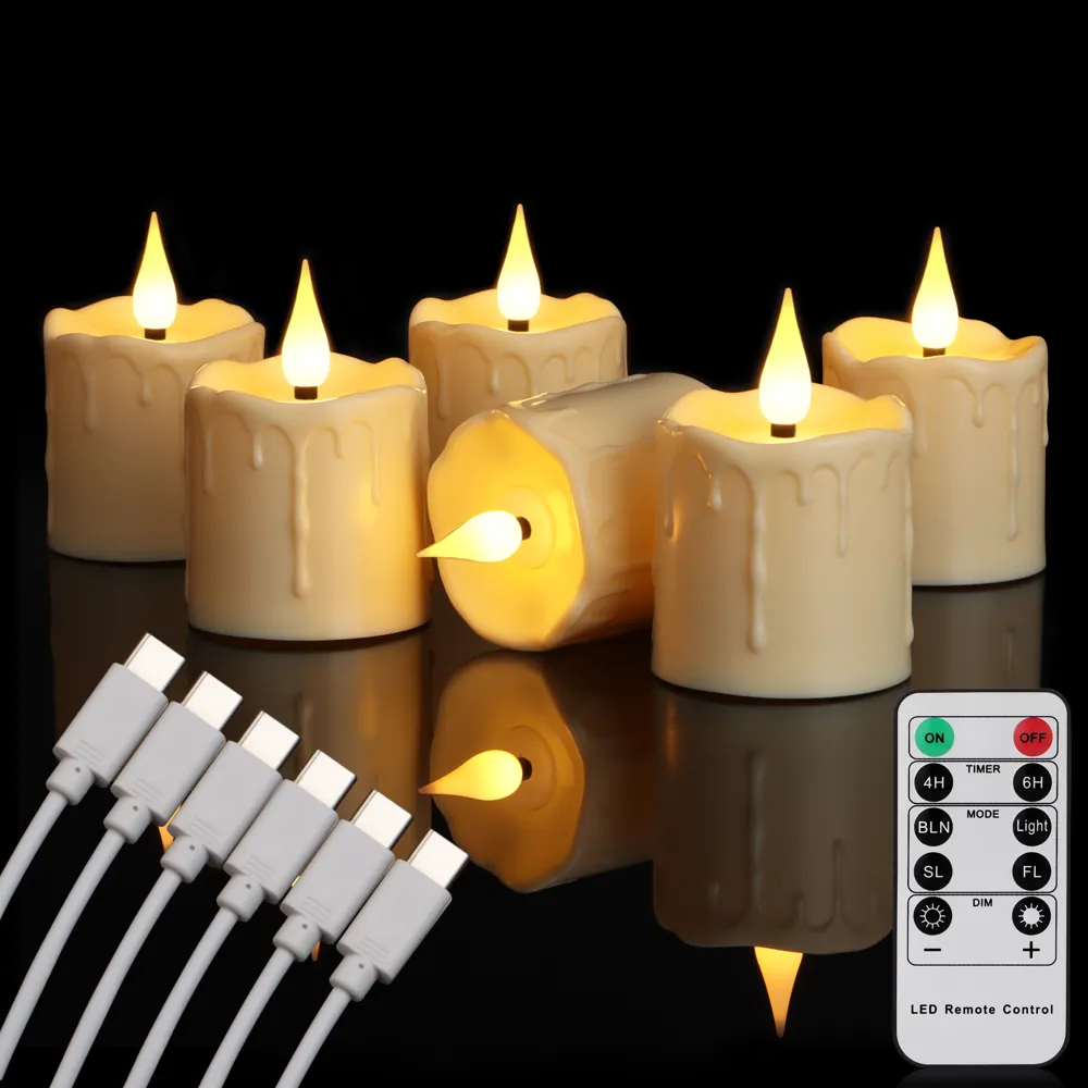 Waterproof Rechargeable LED Tea Light Set with Remote Timer (TH-08)