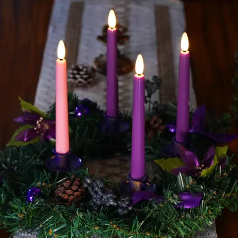 8-inch Tall Battery Operated LED Advent Candle with Remote Control Flameless (FP-21-4PP)