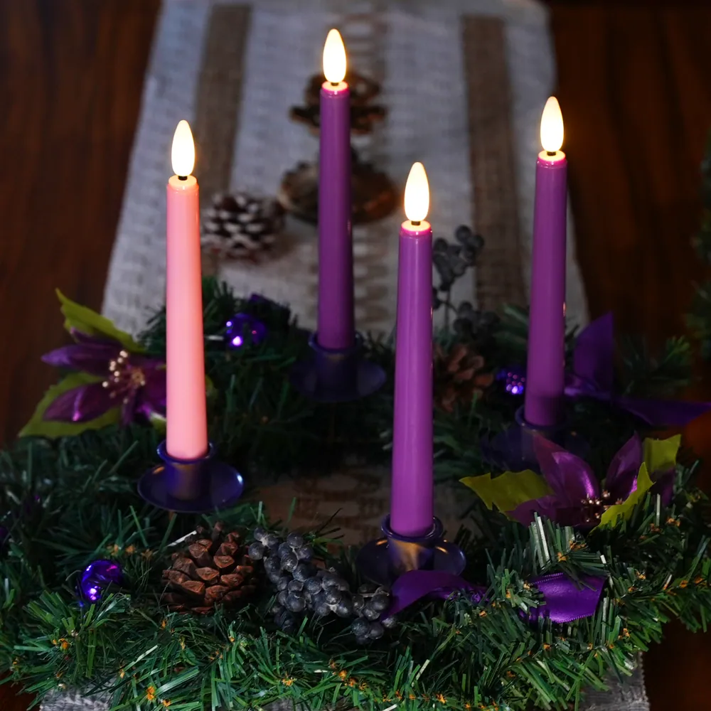 8-inch Tall Battery Operated LED Advent Candle with Remote Control Flameless (FP-21-4PP)