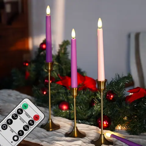 8-inch Tall Battery Operated LED Advent Candle with Remote Control Flameless (FP-21-4PP) – view 5