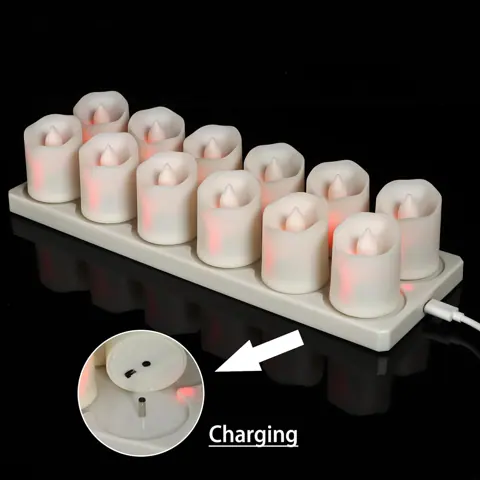 Pack of 12 Rechargeable LED Tea Lights With Charging Station and Remote (TH06-12) – view 2