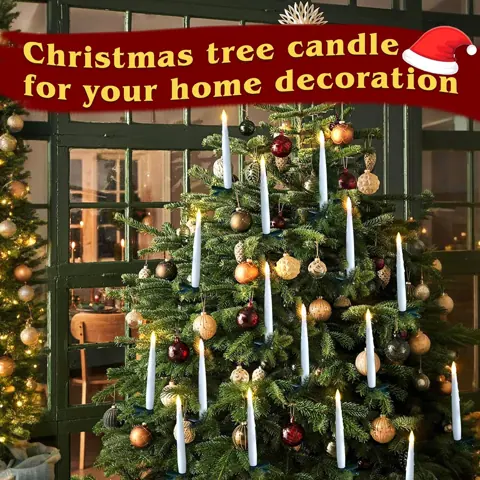 16 PCS Long Christmas Tree Candle Lights with Green Clips Flameless LED Taper (FP12) – view 5