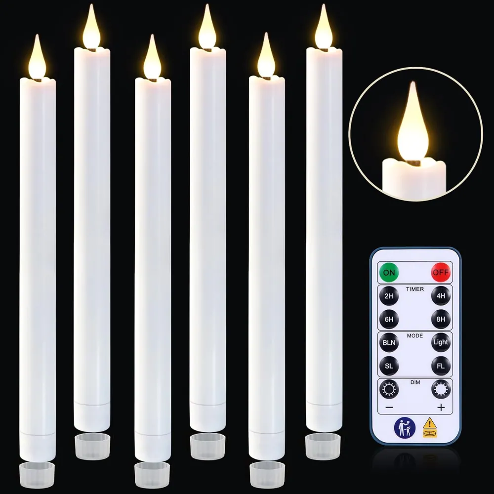 11 Inch 3D Flame LED Taper Candles with 12-Key Remote (FP-28)