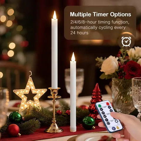 11 Inch 3D Flame LED Taper Candles with 12-Key Remote (FP-28) – view 2