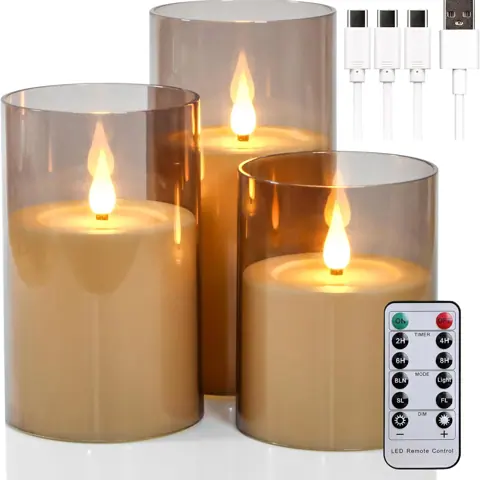 Modern Home Wedding Decor Set of 3 Universal Type-C Realistic Flickering (TH-72)