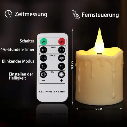 6 Pack USB-C Rechargeable LED Tea Light Candles (TH08-6) – view 2