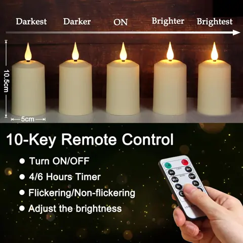 10.5 cm Flickering LED Pillar Candle with Remote Timer (TH50-2) – view 4