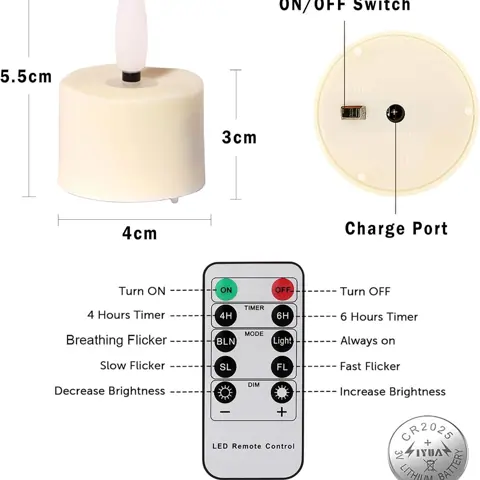 Set of 12 Realistic Flickering Flame Remote Timer LED Candle With Multi-head (TH07-12) – view 6