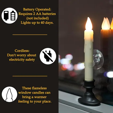 Dusk-to-Dawn Cordless LED Window Candles, Set of 6 (FP15-S) – view 3