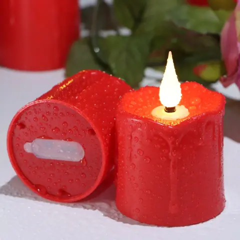 Red 2x3 Inch USB-C Rechargeable LED Pillar Candle (TH08-6) – view 2