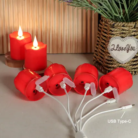 Red 2x3 Inch USB-C Rechargeable LED Pillar Candle (TH08-6) – view 3