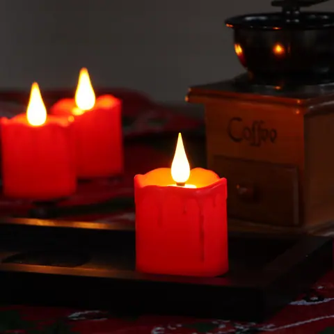 Red 2x3 Inch USB-C Rechargeable LED Pillar Candle (TH08-6) – view 4