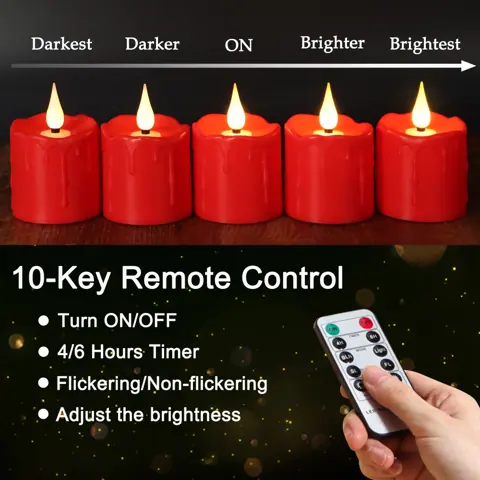 Red 2x3 Inch USB-C Rechargeable LED Pillar Candle (TH08-6) – view 5