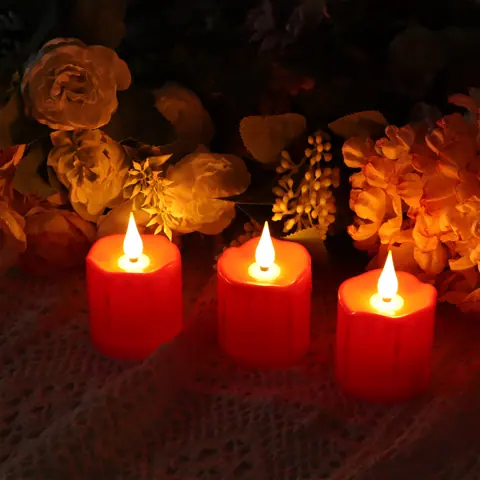 Red 2x3 Inch USB-C Rechargeable LED Pillar Candle (TH08-6) – view 6