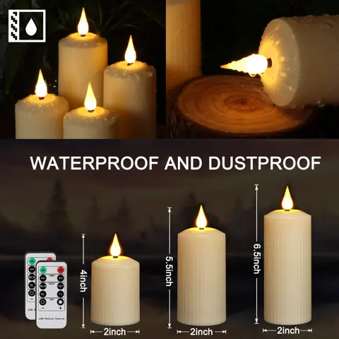 USB-C Rechargeable LED Pillar Candles, 2 Inch Diameter, 3 Heights (TH50-3) – view 4