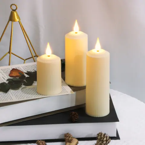 USB-C Rechargeable LED Pillar Candles, 2 Inch Diameter, 3 Heights (TH50-3) – view 6