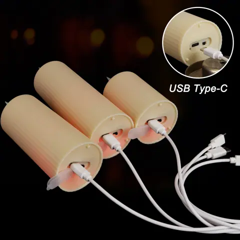Electronic Candle USB-C Rechargeable Pillar Candle Dia 5.5 X H 17cm 3D Wick (TH50-6) – view 3