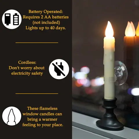 Battery Powered Electronic Candle with Light Sensor Remote Control Window LED (FP15-S) – view 5