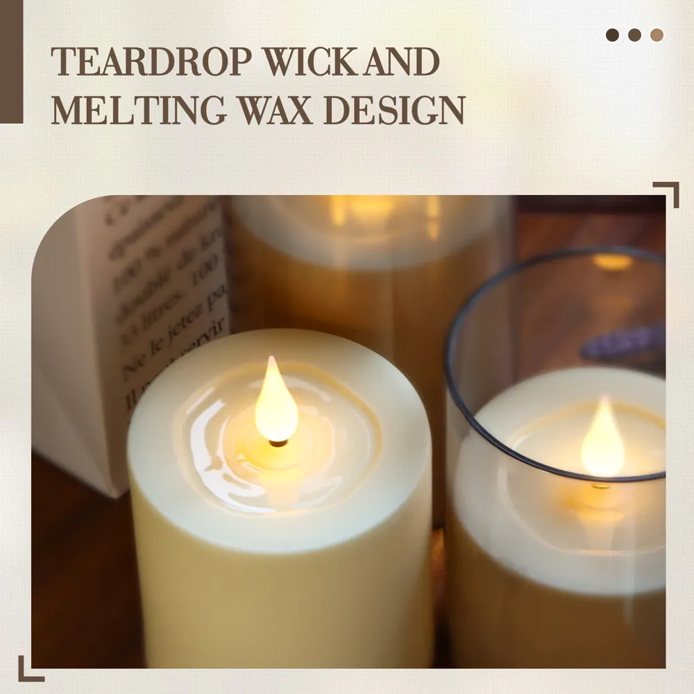 Set of 3 Magnetic Rechargeable LED Pillar Candles (T303) – view 2