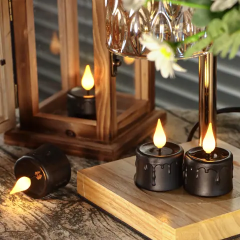 Electronic Candles Black USB Rechargeable Tea Light LED Flameless Flickering (TH03-6) – view 4