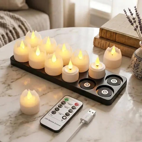 Magnetic Rechargeable LED Tea Light with Detachable Half-Open Egg-shell (T3011)