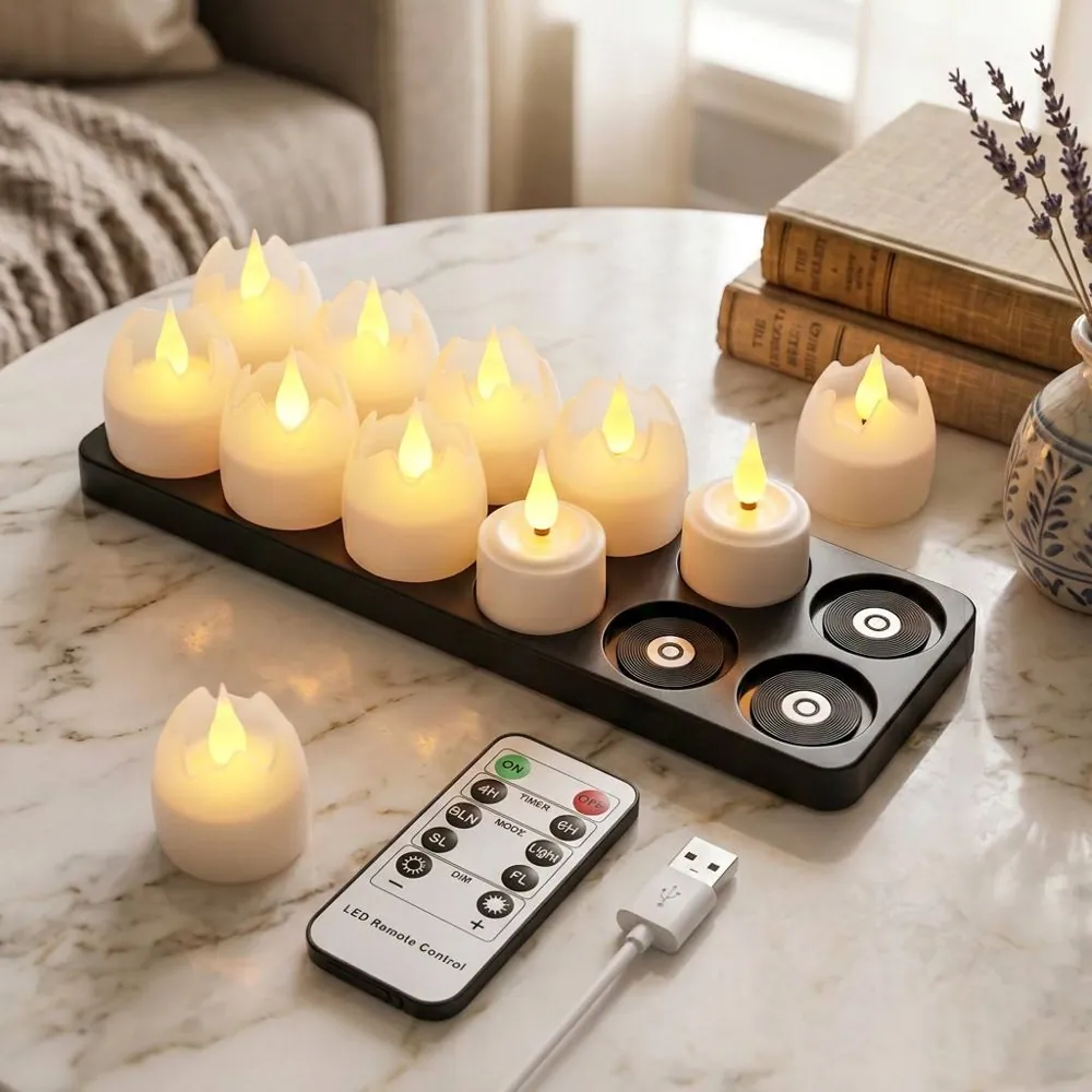 Magnetic Rechargeable LED Tea Light with Detachable Half-Open Egg-shell (T3011)