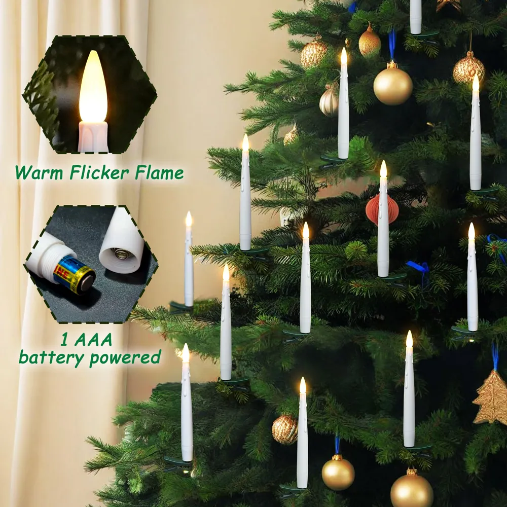 15 cm Clip-On Christmas Tree Candles with Timer Remote (FP12)