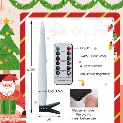 15 cm Clip-On Christmas Tree Candles with Timer Remote (FP12) – view 2